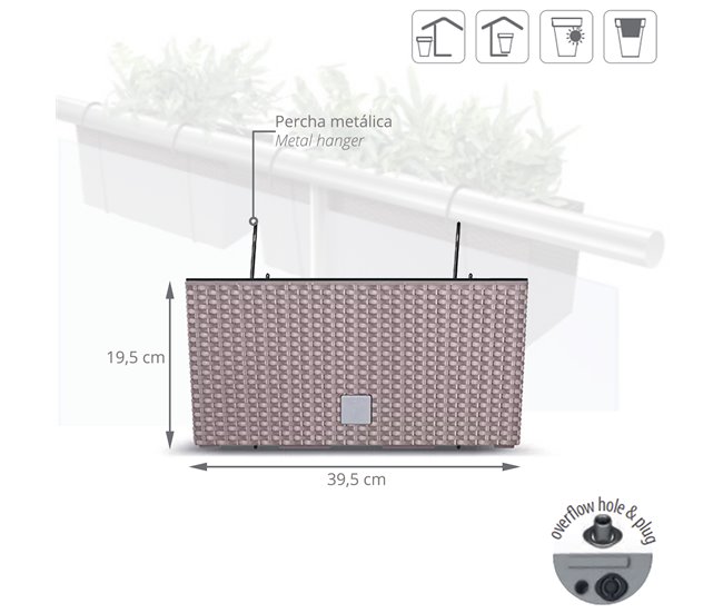 Conforama Jardinera Para Balcón Rato Case W Dimensiones (Mm) 395X185X195 Color Mocca