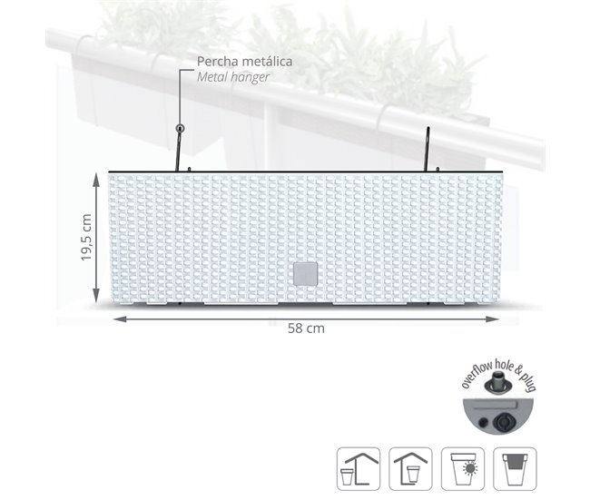 Conforama Jardinera Para Balcón Rato Case W Dimensiones (Mm) 580X180X195 Color Blanco