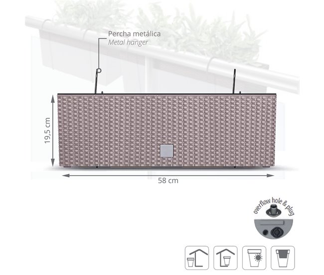 Conforama Jardinera Para Balcón Rato Case W Dimensiones (Mm) 580X180X195 Color Mocca