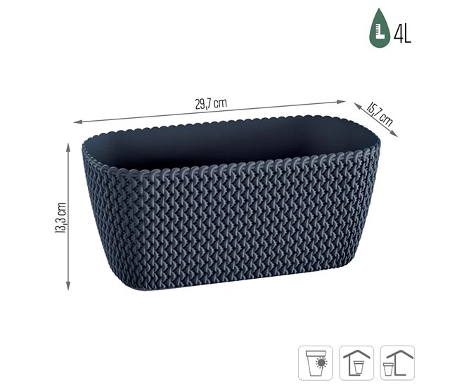Conforama Jardinera Para Balcón Splofy Case 4L. Dimensiones (Mm) 297X145X133 Color Antracita