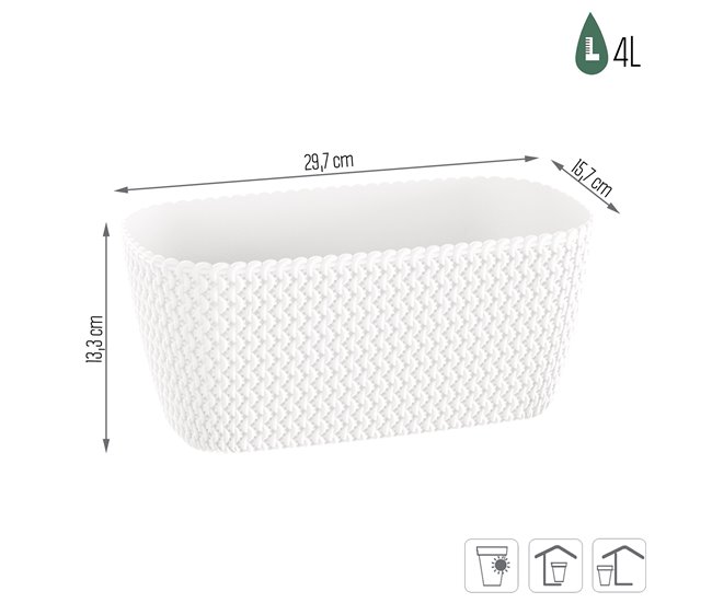 Conforama Jardinera Para Balcón Splofy Case 4L. Dimensiones (Mm) 297X145X133 Color Blanco