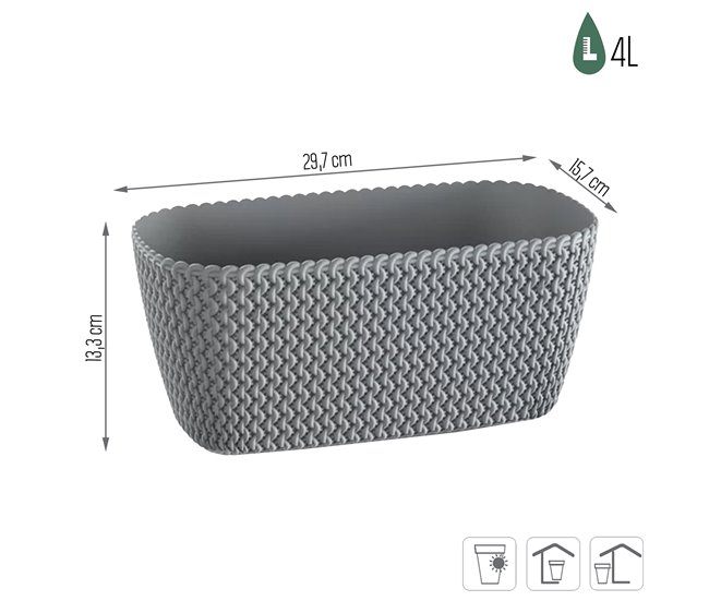 Conforama Jardinera Para Balcón Splofy Case 4L. Dimensiones (Mm) 297X145X133 Color Gris Piedra