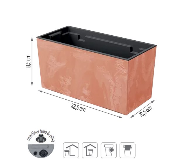 Conforama Jardinera Para Balcón Urbi Case Beton Effect Dimensiones (Mm) 395X185X195 Color Terracota