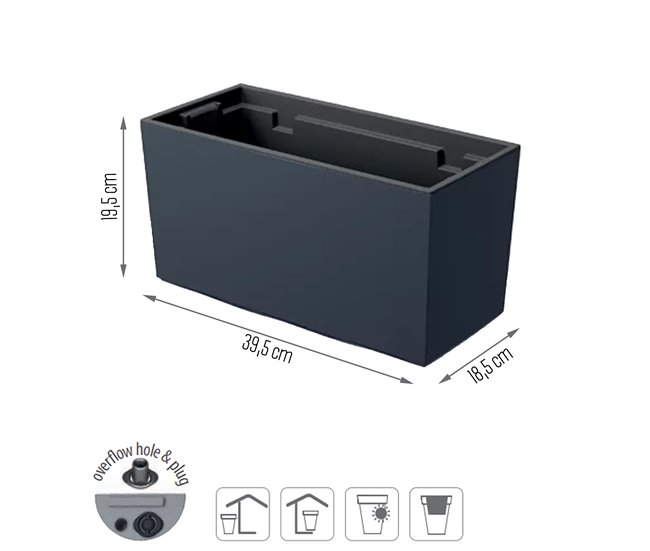 Conforama Jardinera Para Balcón Urbi Case Dimensiones (Mm) 395X185X195 Color Antracita
