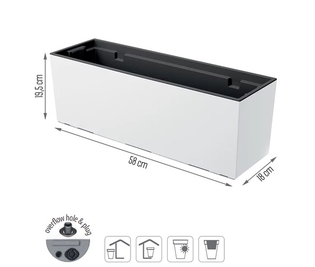 Conforama Jardinera Para Balcón Urbi Case Dimensiones (Mm) 580X180X195 Color Blanco