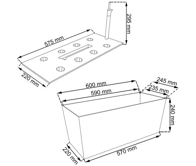 Conforama Jardinera Rato 30 Litros Con Riego En Color Antracita 60 X 25 X 24 Cm