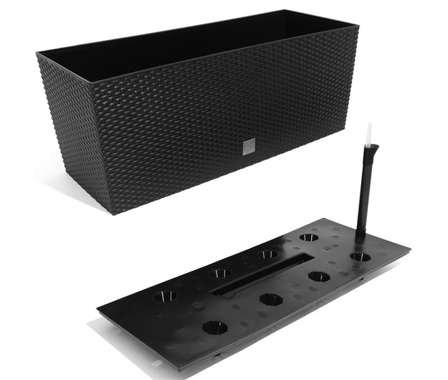 Conforama Jardinera Rato 30 Litros Con Riego En Color Antracita 60 X 25 X 24 Cm