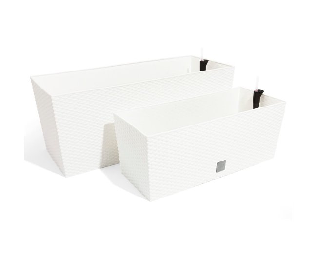 Conforama Jardinera Rato 30 Litros Con Riego En Color Blanco 60 X 25 X 24 Cm