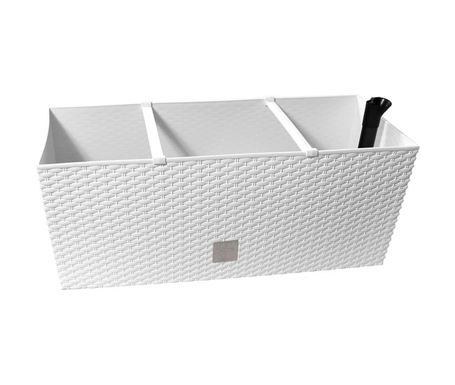Conforama Jardinera Rato 30 litros con riego en color blanco 60 x 25 x 24 cm
