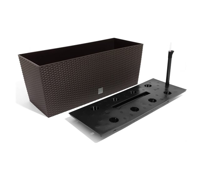 Conforama Jardinera Rato 30 Litros Con Riego En Color Chocolate 60 X 25 X 24 Cm