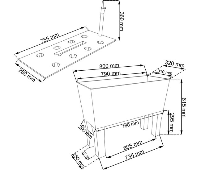 Conforama Jardinera Rato 72 Litros Con Riego En Color Antracita 80 X 33 X 65 Cm Con Patas