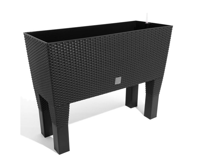 Conforama Jardinera Rato 72 litros con riego en color antracita 80 x 33 x 65 cm con patas