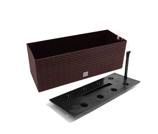 Conforama Jardinera Rectangular 17 Litros Con Autorriego Color Chocolate 52x20x19cm
