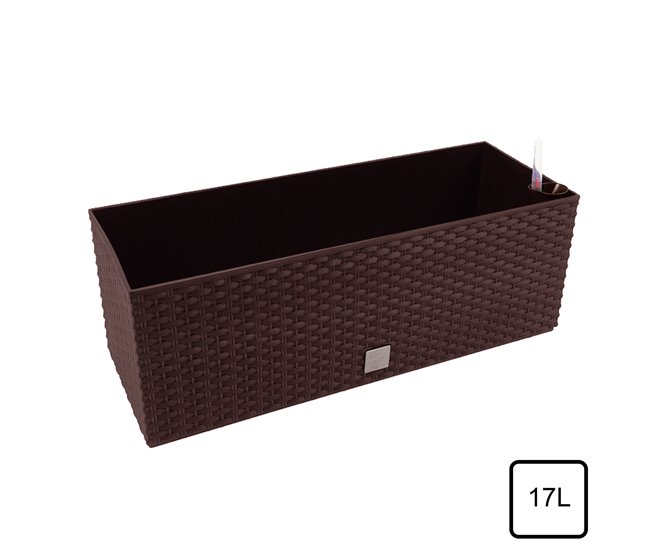 Conforama Jardinera Rectangular 17 Litros Con Autorriego Color Chocolate 52x20x19cm