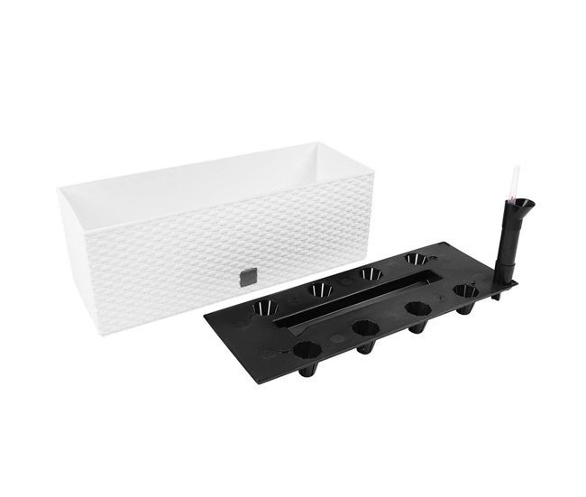 Conforama Jardinera Rectangular 17 Litros Con Autorriego Color Blanco 52x20x19cm