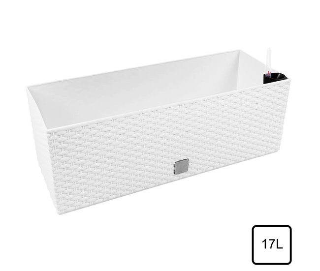 Conforama Jardinera Rectangular 17 Litros Con Autorriego Color Blanco 52x20x19cm