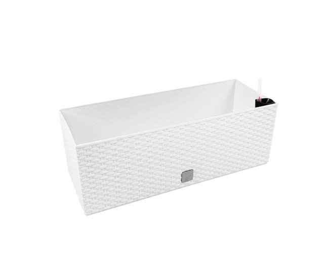 Conforama Jardinera rectangular 17 litros con autorriego color blanco 52x20x19cm