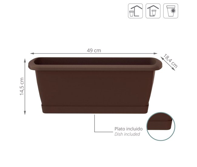Conforama Jardinera Respana Con Soporte De Plastico En Color Marron 78 6 (largo) X 18 4 (ancho) X 14 5 (alto) Cm