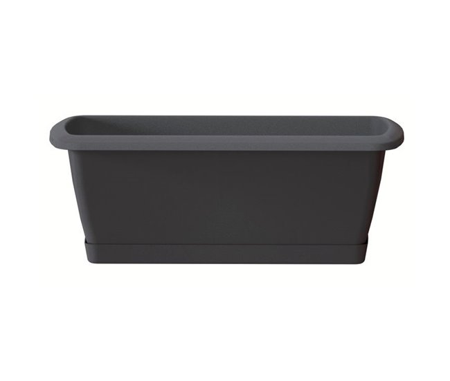 Conforama Jardinera Respana Con Soporte De Plastico En Color Antracita 39 2 (Largo) X 18 4 (Ancho) X 14 5 (Alto) Cm