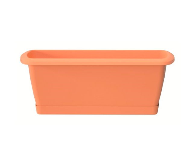 Conforama Jardinera Respana con soporte de plastico en color terracota 78 6 (largo) x 18 4 (ancho) x 14 5 (alto) cm