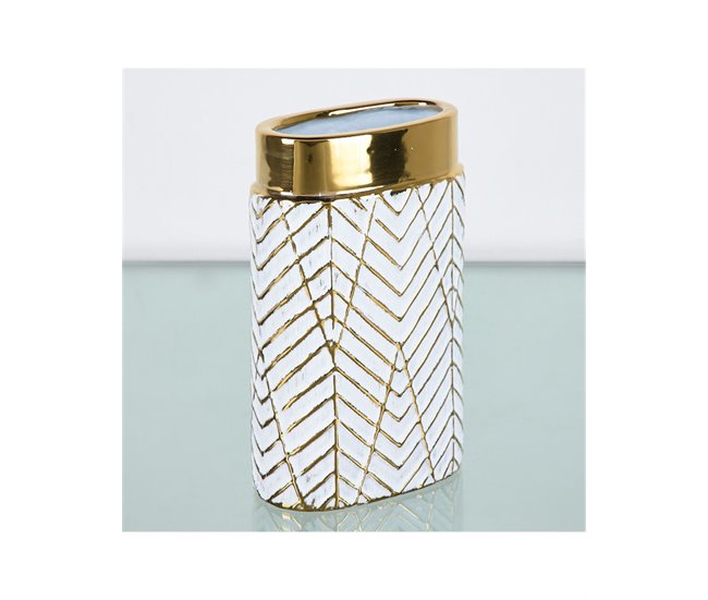 Conforama Jarrón Decorativo Cerámica Presume De Casa Alodie 14*23*8 Dorado/blanco