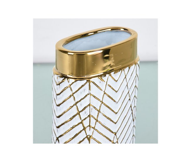 Conforama Jarrón Decorativo Cerámica Presume De Casa Alodie 14*23*8 Dorado/blanco