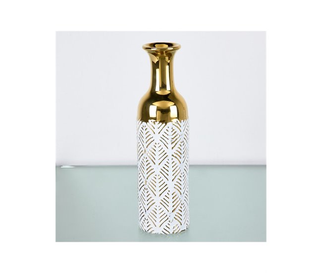 Conforama Jarrón Decorativo Cerámica Presume De Casa Alodie 10*36*10 Dorado Cerámica