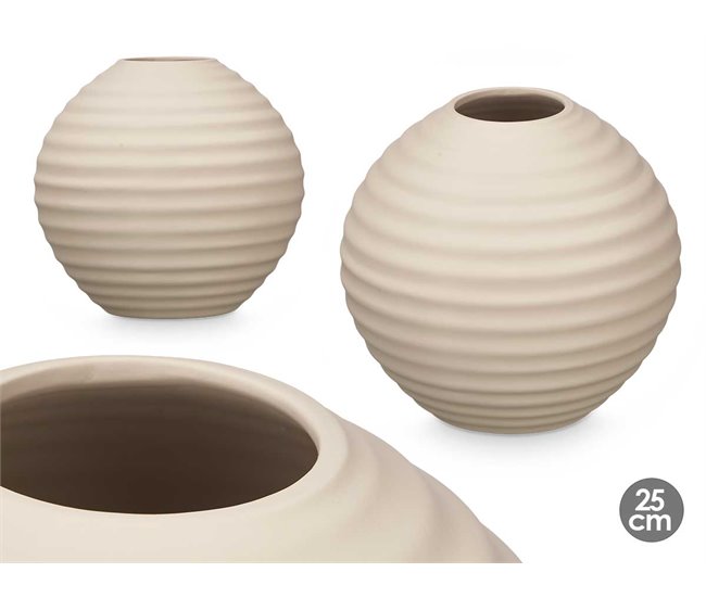 Conforama Jarrón ESFERA en ceramica 25cm color beige marca CONFORAMA