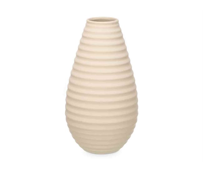 Conforama Jarrón RAYAS en ceramica 44cm color beige marca CONFORAMA