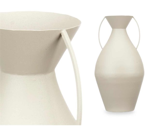 Conforama Jarrón TINAJA En Acero 44cm Color Crema Pastel Marca CONFORAMA