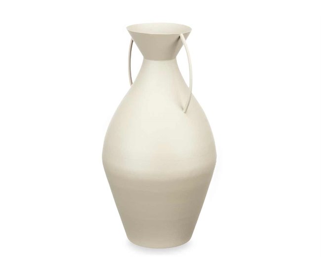 Conforama Jarrón TINAJA en acero 44cm color Crema pastel marca CONFORAMA