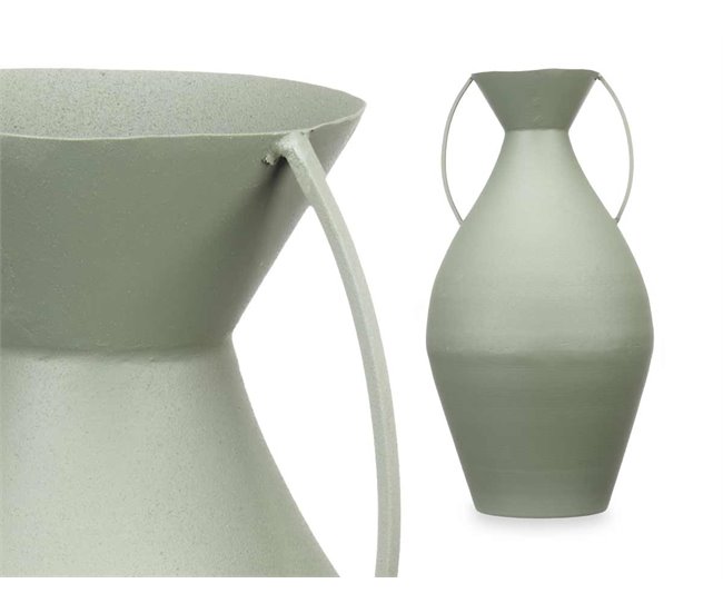 Conforama Jarrón TINAJA En Acero 44cm Color Verde Pastel Marca CONFORAMA