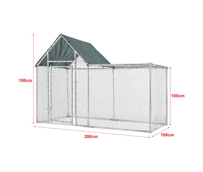 Conforama Jaula Al Aire Libre Arguin 200 X 100 X 100 - 150 Cm Plata Verde [pro.tec]
