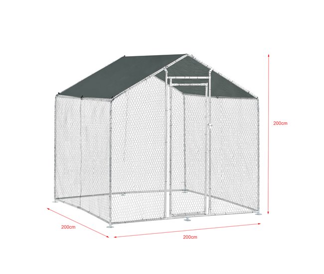 Conforama Jaula Al Aire Libre Wels Voladero 2 X 2 X 2 M - Color Plata Y Verde Oscuro [pro.tec]