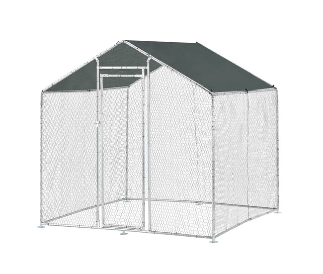 Conforama Jaula al aire libre Wels Voladero 2 x 2 x 2 m - Color plata y verde oscuro [pro.tec]