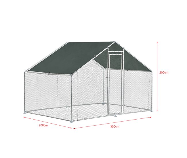 Conforama Jaula Al Aire Libre Wels Voladero 3 X 2 X 2 M - Color Plata Y Verde Oscuro [pro.tec]