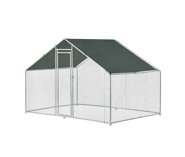 Conforama Jaula al aire libre Wels Voladero 3 x 2 x 2 m - Color plata y verde oscuro [pro.tec]