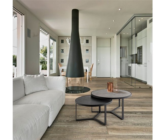 Conforama Juego 2 Mesas Metal Color Negro Serie Naira 71cm