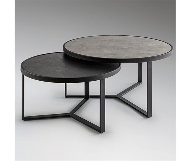 Conforama Juego 2 Mesas Metal Color Negro Serie Naira 71cm