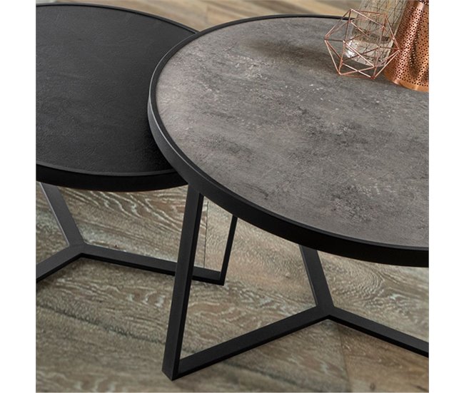 Conforama Juego 2 Mesas Metal Color Negro Serie Naira 71cm