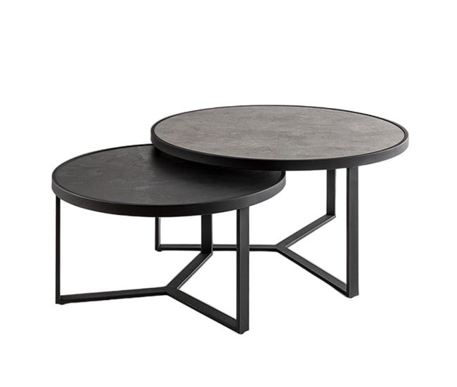 Conforama juego 2 mesas metal color negro serie naira 71cm