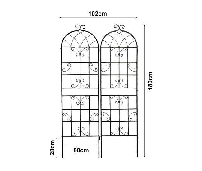 Conforama Juego De 2 Enrejados De Jardín Barrea Acero 180x102cm - Negro [casa.pro]