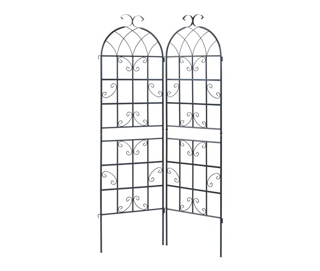 Conforama Juego de 2 enrejados de jardín Barrea acero 180x102cm - Negro [casa.pro]
