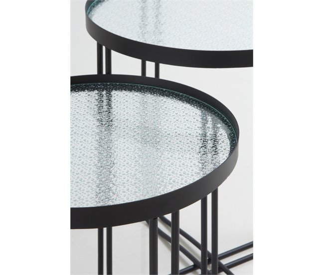 Conforama Juego De 2 Mesas Auxiliares De Metal Con Cristal