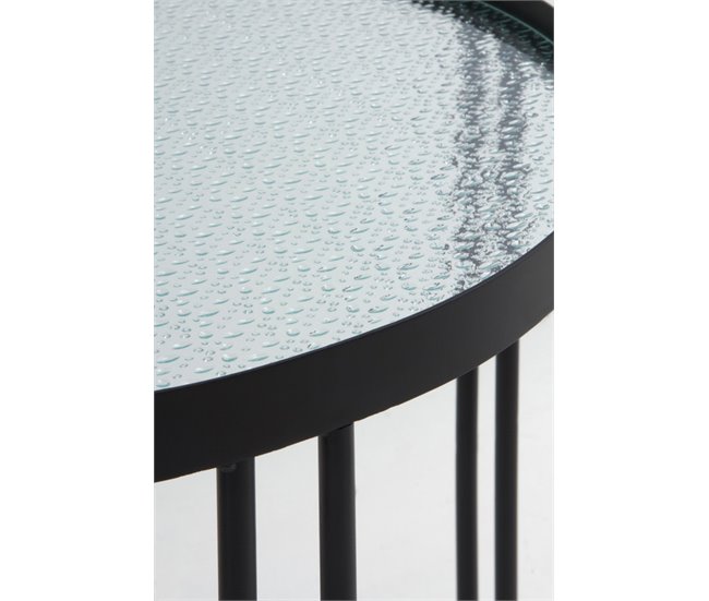 Conforama Juego De 2 Mesas Auxiliares De Metal Con Cristal