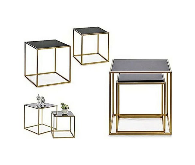 Conforama Juego De 2 Mesas Negro Dorado 50 X 50 X 50 Cm