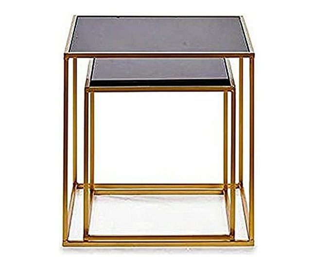 Conforama Juego de 2 mesas Negro Dorado 50 x 50 x 50 cm