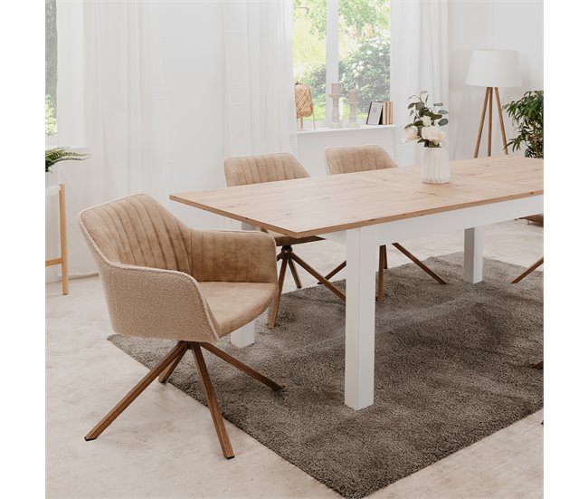 Conforama Juego De 2 Sillas Beige De Tela Bouclette L60 Cm - Ray