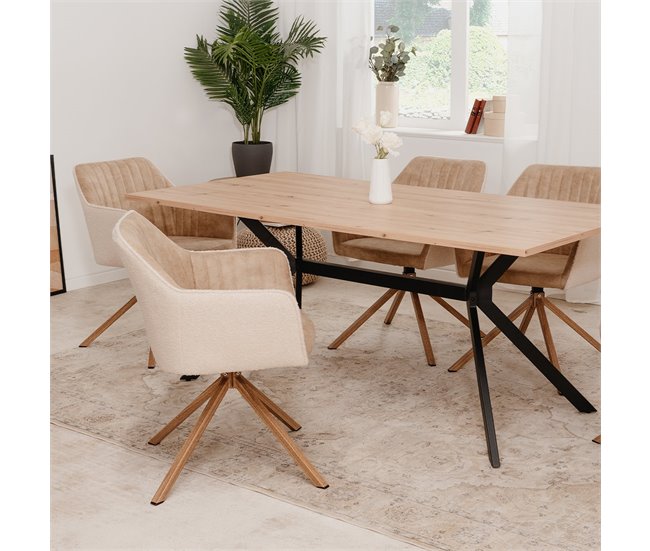 Conforama Juego De 2 Sillas Beige De Tela Bouclette L60 Cm - Ray