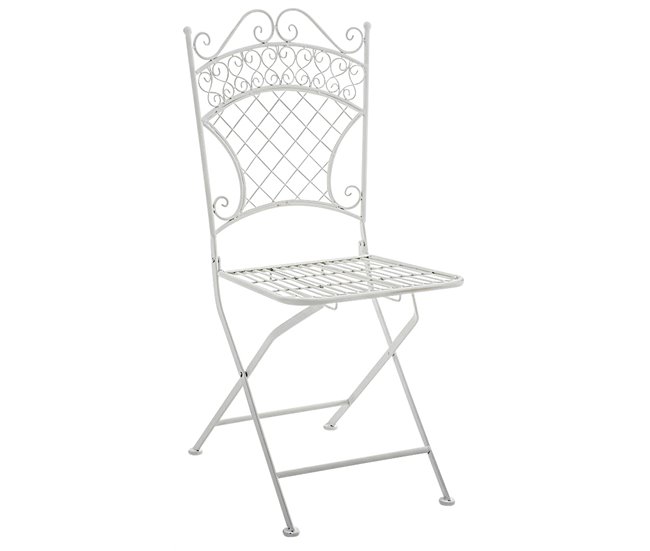 Conforama Juego De 2 Sillas De Terraza Jardín Plegable En Hierro Forjado Blanco Metal M10_000457